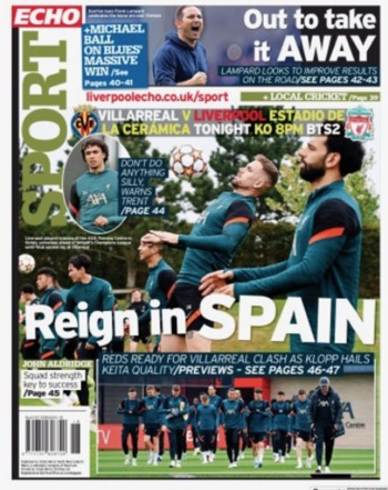 Liverpool Echo Backpage (Before match)