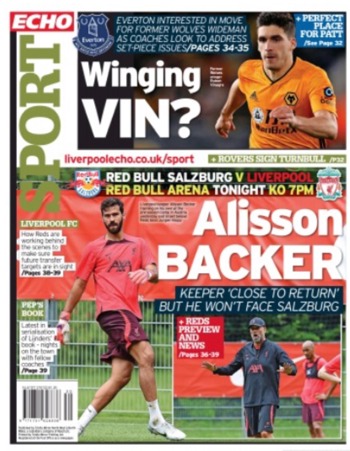 Liverpool Echo Backpage (Before game)