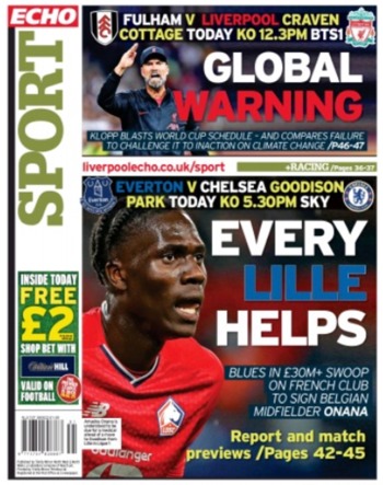 Liverpool Echo Backpage (Before game)