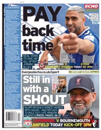 Liverpool Echo Backpage (Before match)