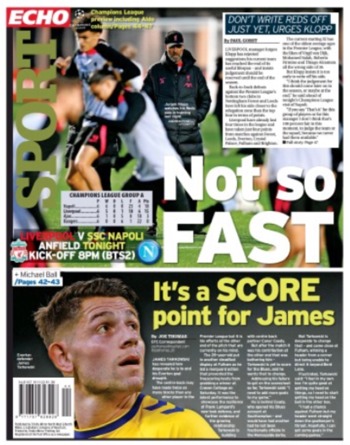 Liverpool Echo Backpage (Before match)