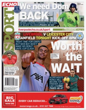 Liverpool Echo Backpage (Before match)