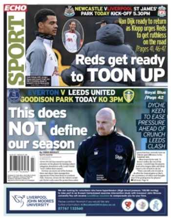 Liverpool Echo Frontpage (Before match)