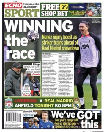 Liverpool Echo Backpage (Before match)