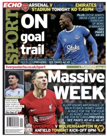 Liverpool Echo Backpage (Before match)