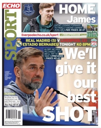 Liverpool Echo Backpage (Before match)
