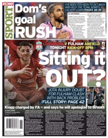 Liverpool Echo Frontpage (Before match)