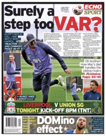 Liverpool Echo Backpage (Before match)