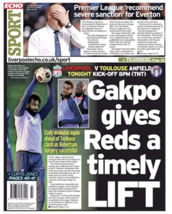 Liverpool Echo Backpage (Before match)