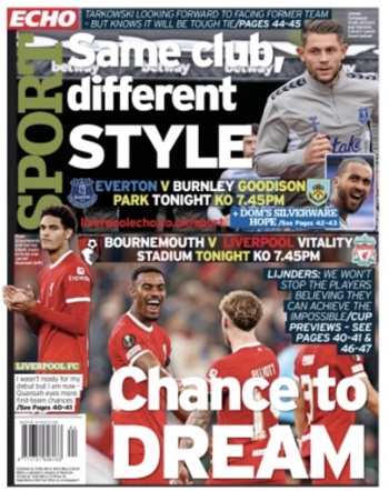 Liverpool Echo Backpage (Before match)