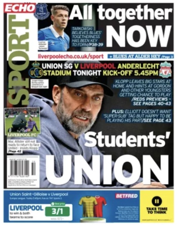 Liverpool Echo Backpage (Before match)