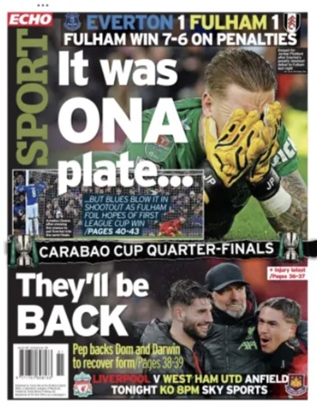 Liverpool Echo Backpage (Before match)