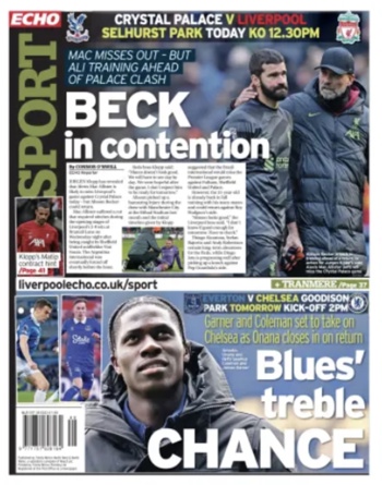 Liverpool Echo Backpage (Before match)