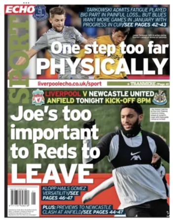 Liverpool Echo Backpage (Before match)