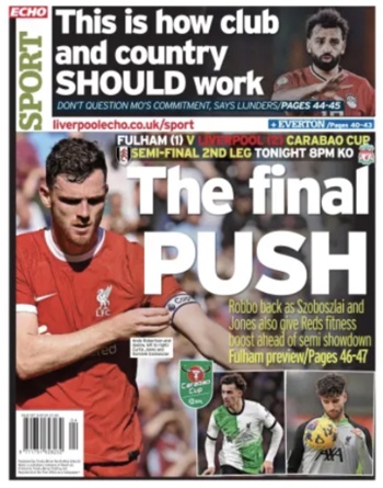 Liverpool Echo Backpage (Before match)
