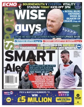 Liverpool Echo Backpage (Before match)