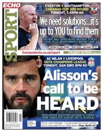 Liverpool Echo Backpage (Before match)