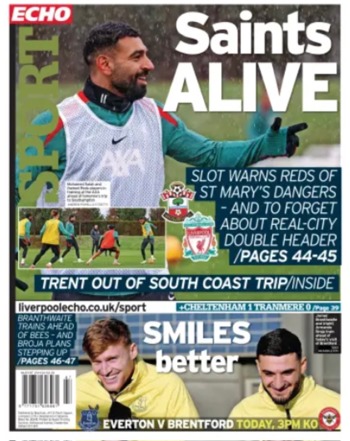 Liverpool Echo Backpage (Before match)