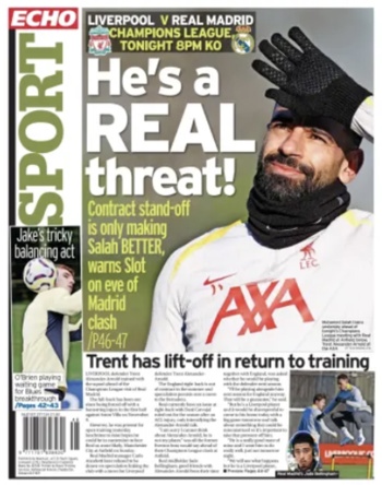 Liverpool Echo Backpage (Before match)