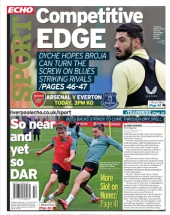 Liverpool Echo Backpage (Before match)