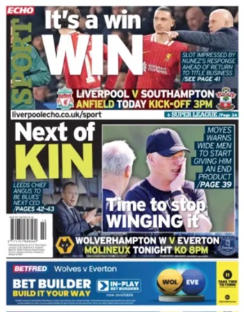 Liverpool Echo Backpage (Before match)