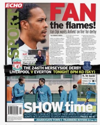 Liverpool Echo Backpage (Before match)