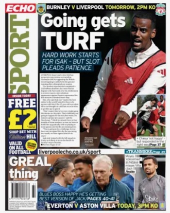 Liverpool Echo Backpage (Before match)