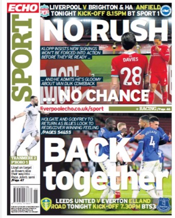 Liverpool Echo Backpage (Before match)