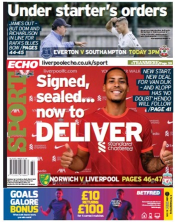 Liverpool Echo Backpage (Before game)