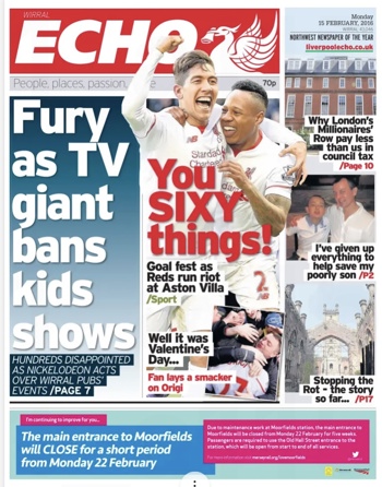 Liverpool Echo Frontpage