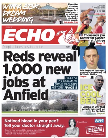 Liverpool Echo Frontpage
