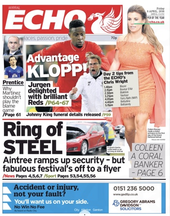 Liverpool Echo Frontpage