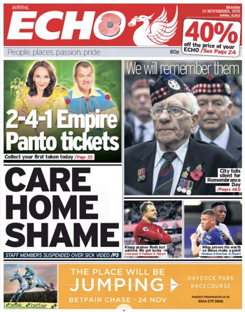 Liverpool Echo frontpage