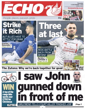 Liverpool Echo frontpage