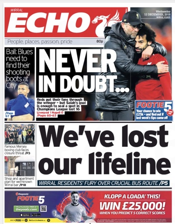 Liverpool Echo frontpage