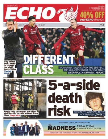 Liverpool Echo Frontpage