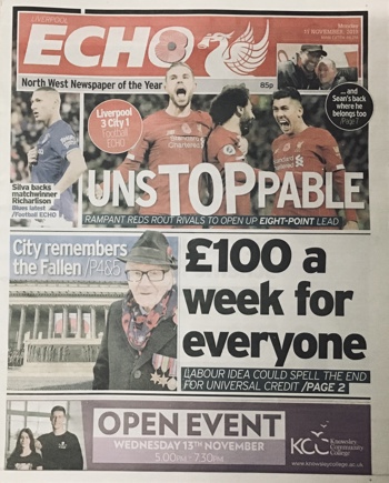 Liverpool Echo Frontpage
