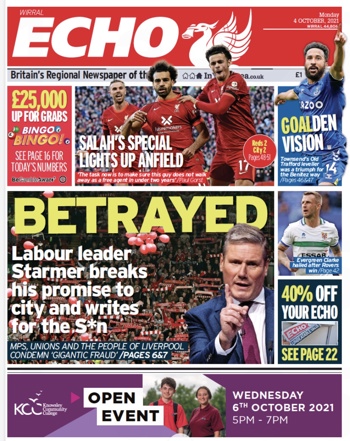 Liverpool Echo Frontpage