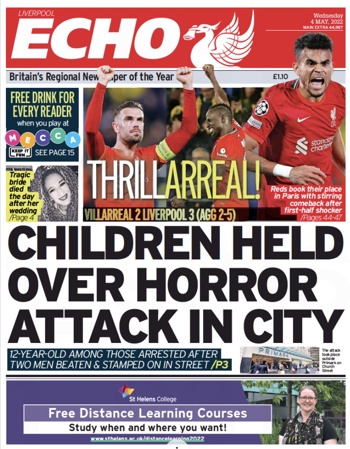 Liverpool Echo Frontpage