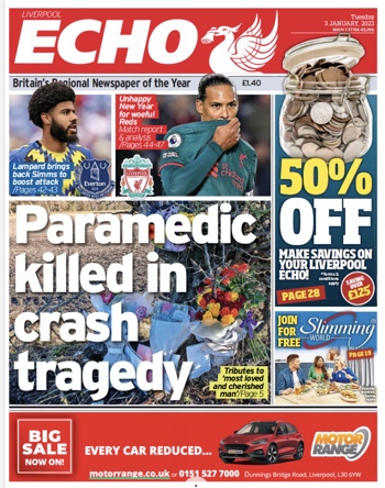 Liverpool Echo Frontpage
