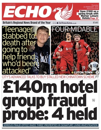Liverpool Echo Frontpage