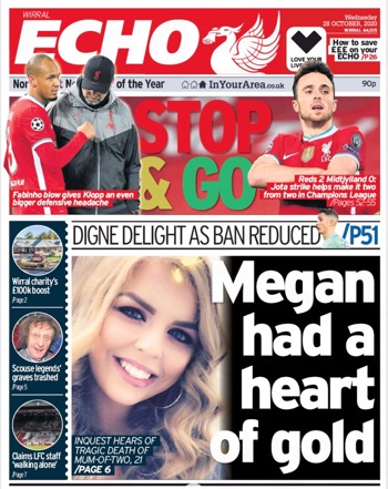 Liverpool Echo Frontpage (28 Oct 2020)