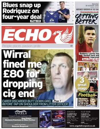 Liverpool Echo Frontpage (Before match)
