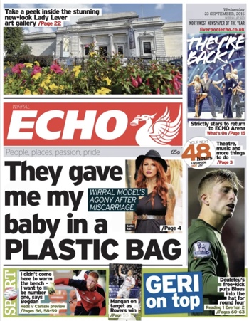 Liverpool Echo Frontpage (Before match)