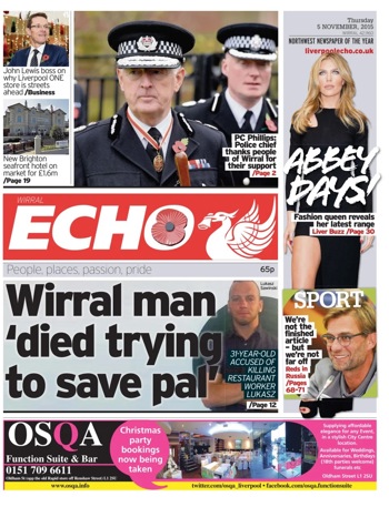 Liverpool Echo Frontpage (Before match)