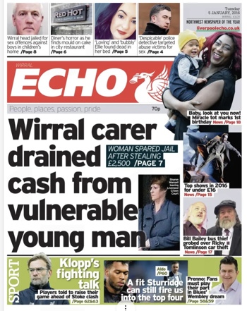 Liverpool Echo Frontpage (Before match)