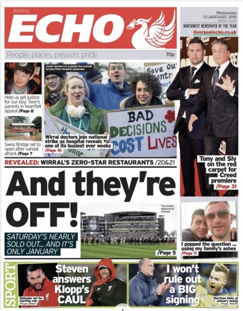 Liverpool Echo Frontpage (Before match)