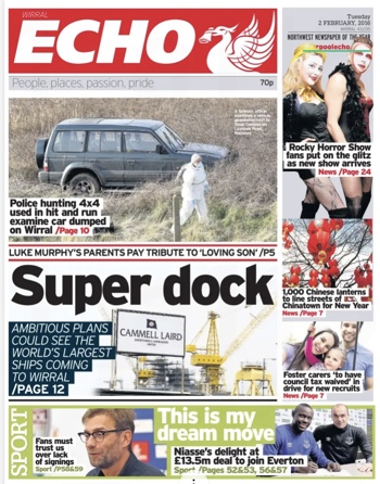 Liverpool Echo Frontpage (Before match)