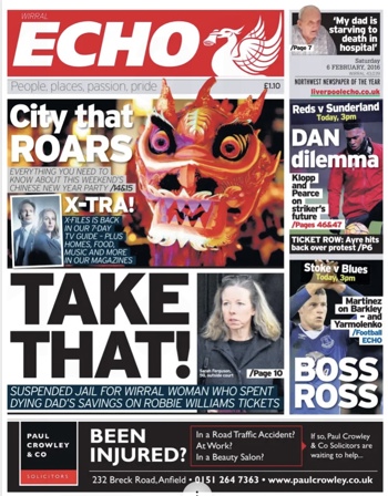 Liverpool Echo Frontpage (Before match)