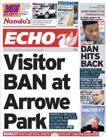 Liverpool Echo Frontpage (Before match)